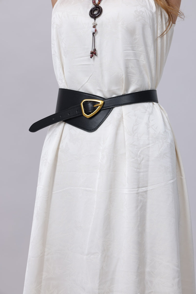 Asymmetrical Buckle Wide Waist Belt - NeoKira Unlimited