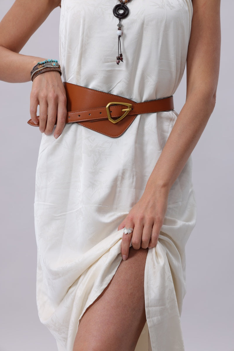 Asymmetrical Buckle Wide Waist Belt - NeoKira Unlimited