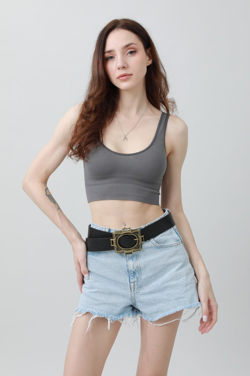 Vintage Western Belt – Geometric Buckle Cowboy Style - NeoKira Unlimited