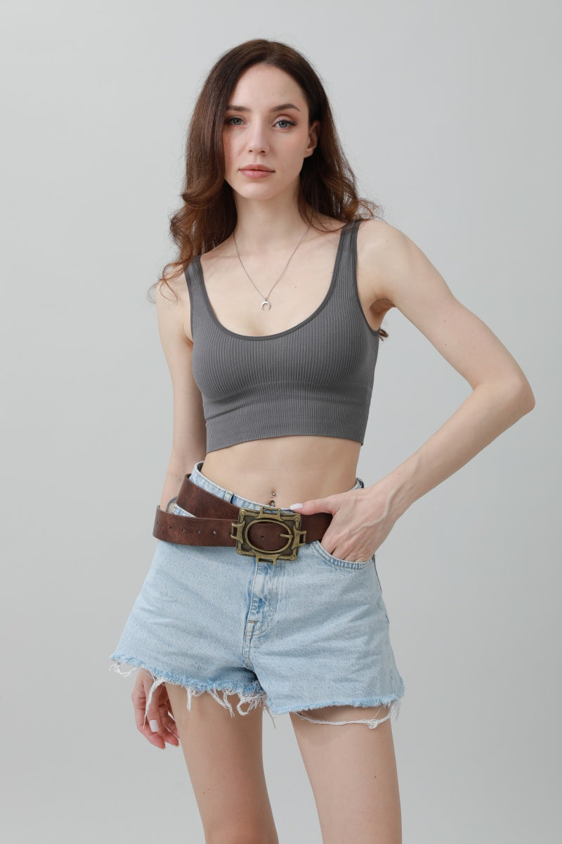 Vintage Western Belt – Geometric Buckle Cowboy Style - NeoKira Unlimited
