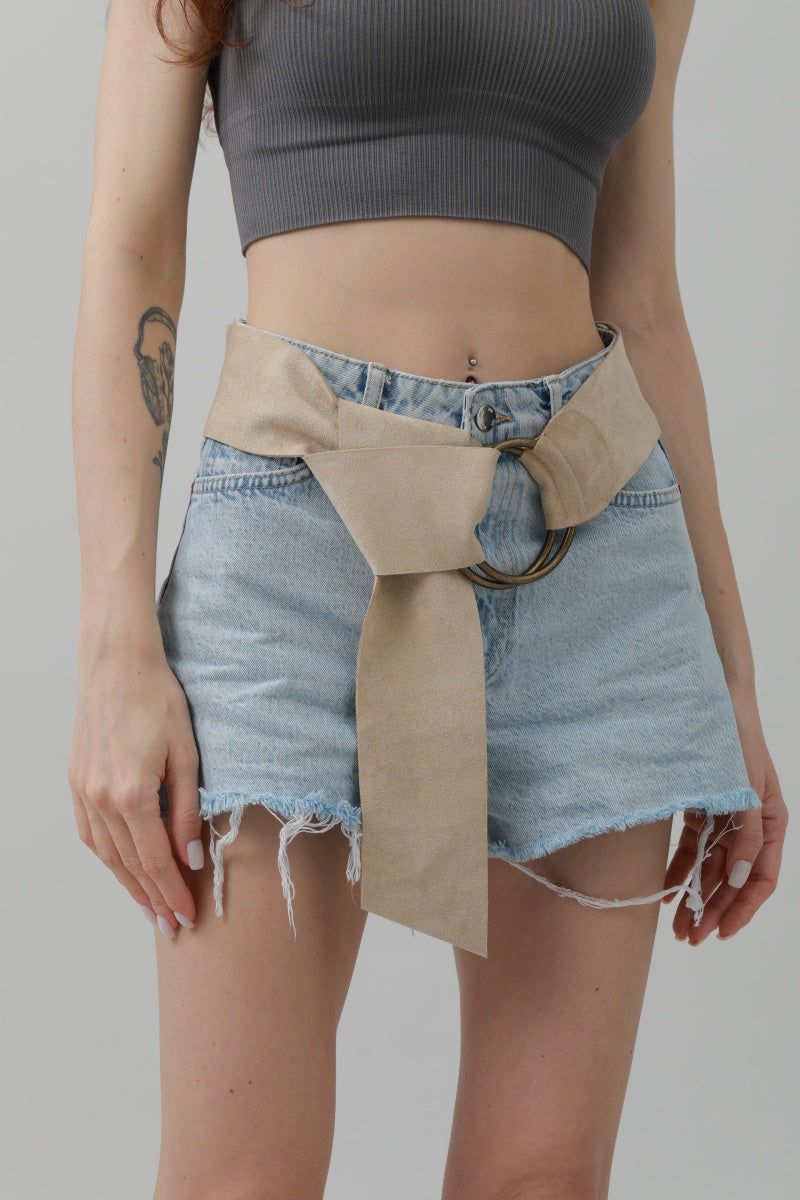 Double-Buckle Suede Corset Belt – Adjustable Wrap Design - NeoKira Unlimited