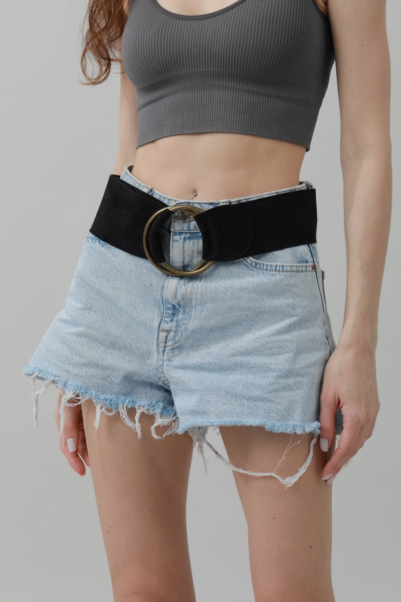 Double-Buckle Suede Corset Belt – Adjustable Wrap Design - NeoKira Unlimited