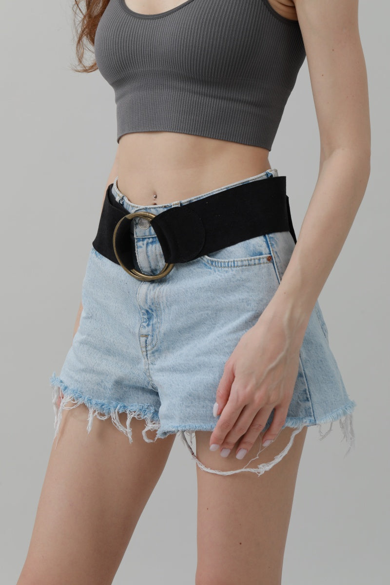 Double-Buckle Suede Corset Belt – Adjustable Wrap Design - NeoKira Unlimited
