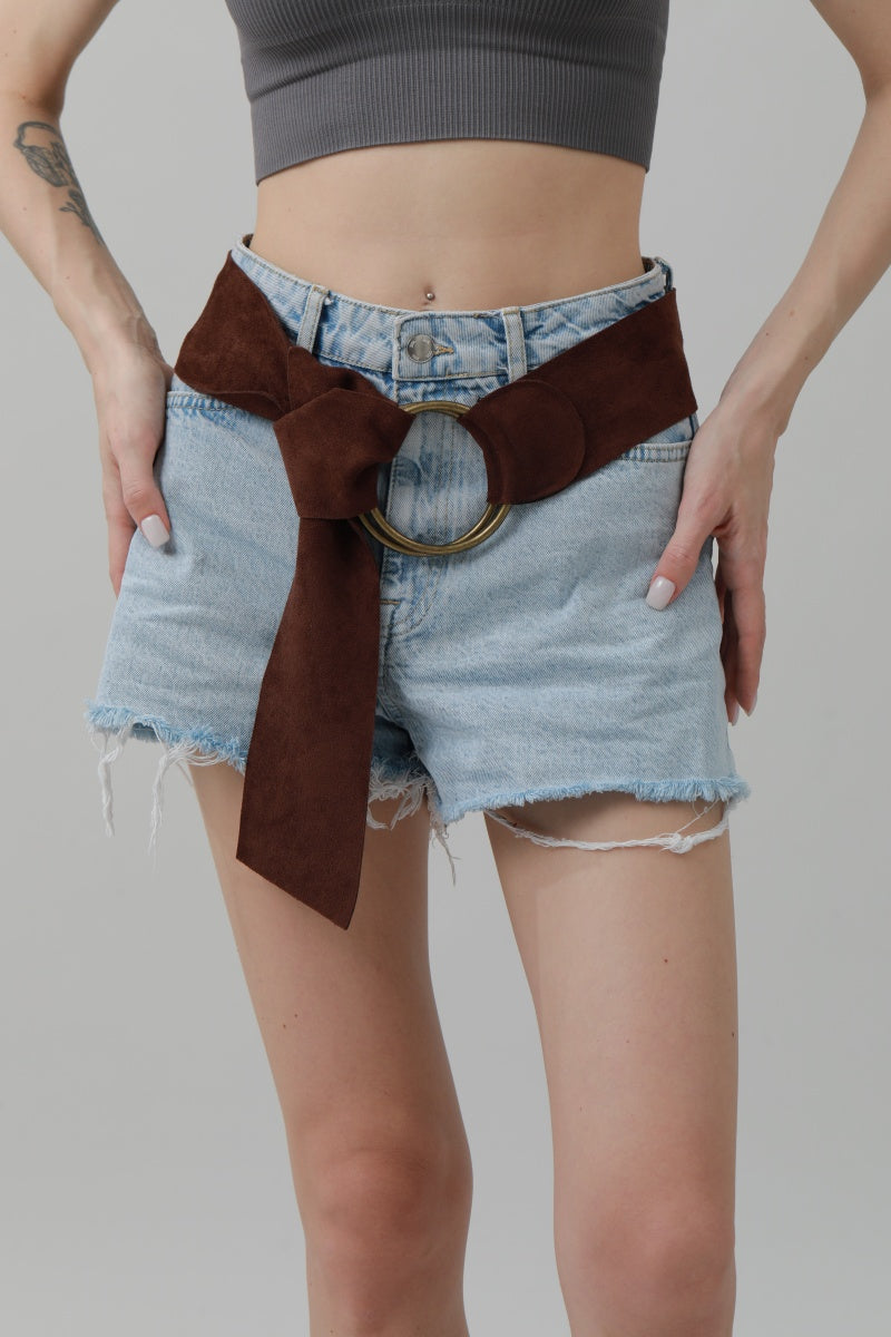 Double-Buckle Suede Corset Belt – Adjustable Wrap Design - NeoKira Unlimited
