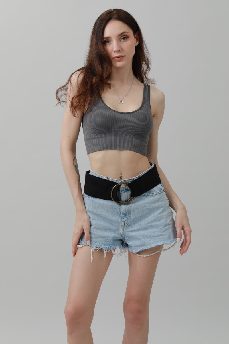 Double-Buckle Suede Corset Belt – Adjustable Wrap Design - NeoKira Unlimited