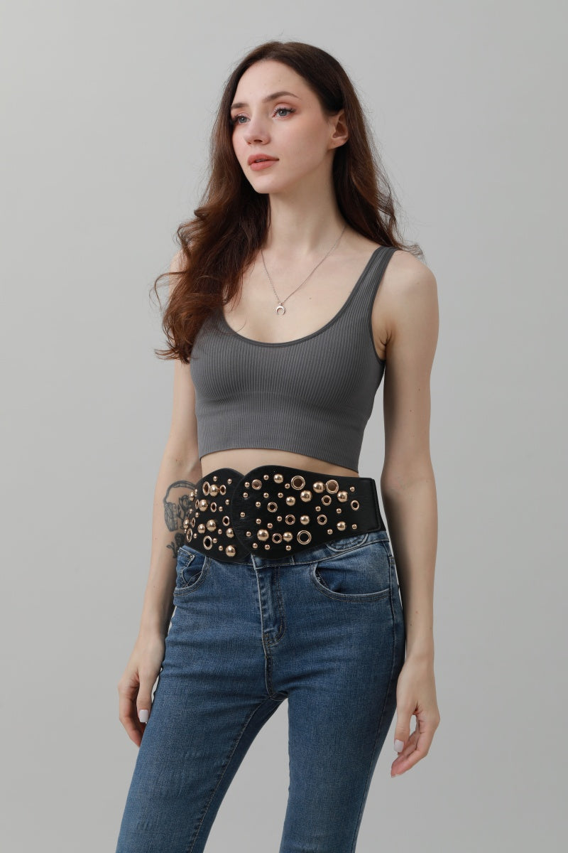 Western Wide Rivet Belt – Vintage Cowboy Chic - NeoKira Unlimited