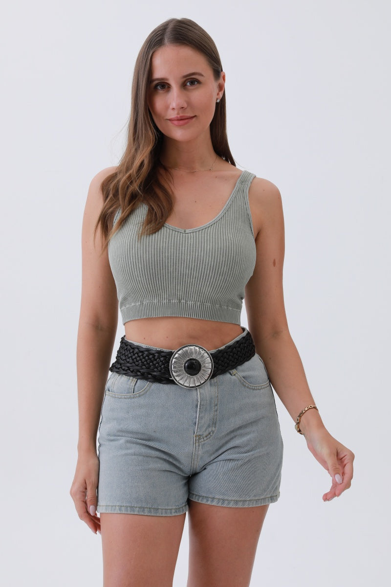 Stone-Embedded Round Buckle Bohemian Wide Belt – Vintage Elegance - NeoKira Unlimited