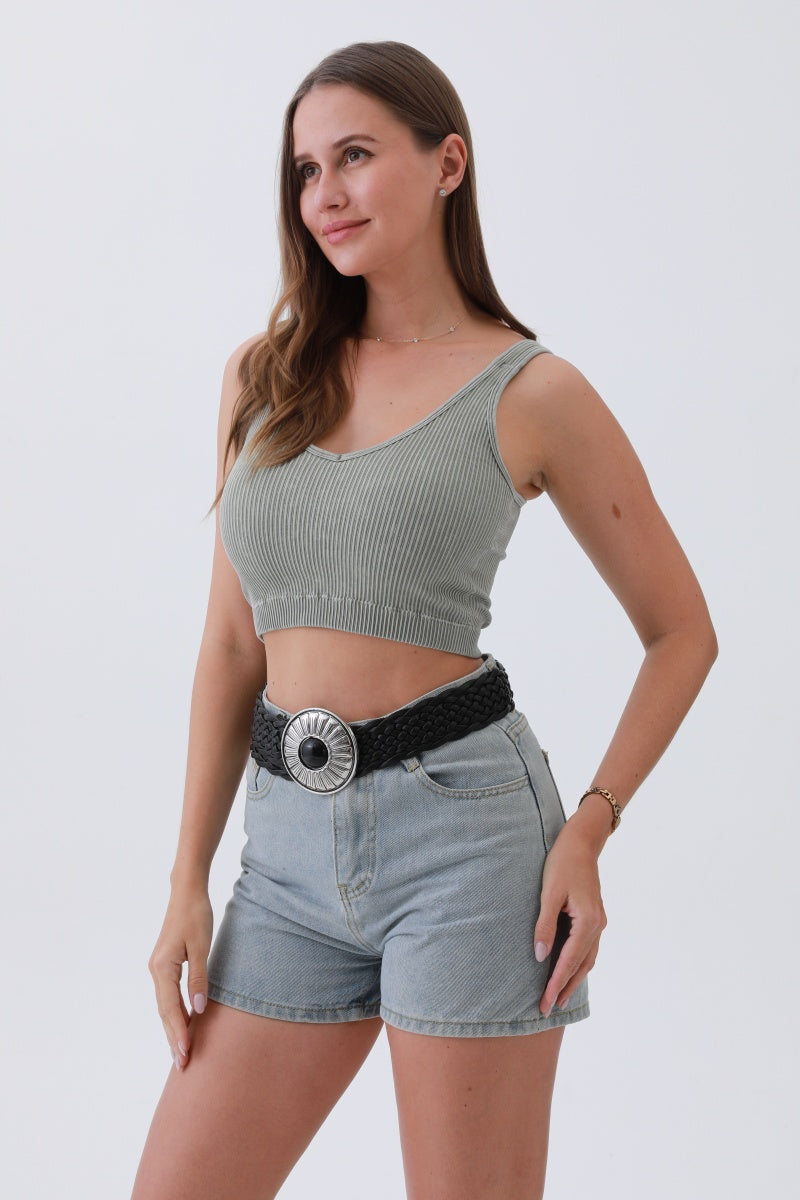 Stone-Embedded Round Buckle Bohemian Wide Belt – Vintage Elegance🌿💎 - NeoKira Unlimited