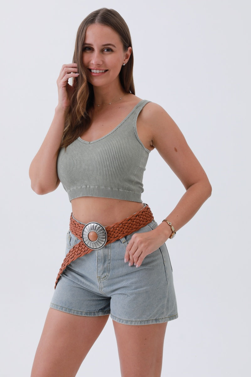 Stone-Embedded Round Buckle Bohemian Wide Belt – Vintage Elegance🌿💎 - NeoKira Unlimited
