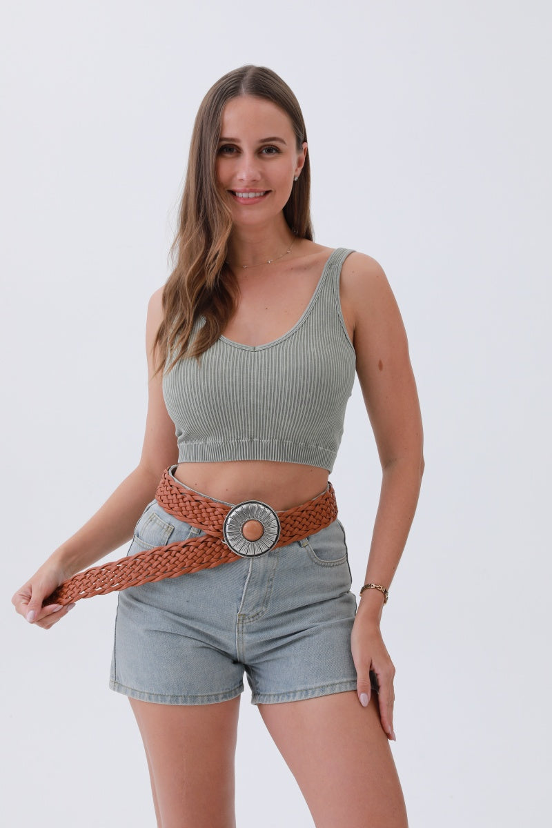 Stone-Embedded Round Buckle Bohemian Wide Belt – Vintage Elegance🌿💎 - NeoKira Unlimited