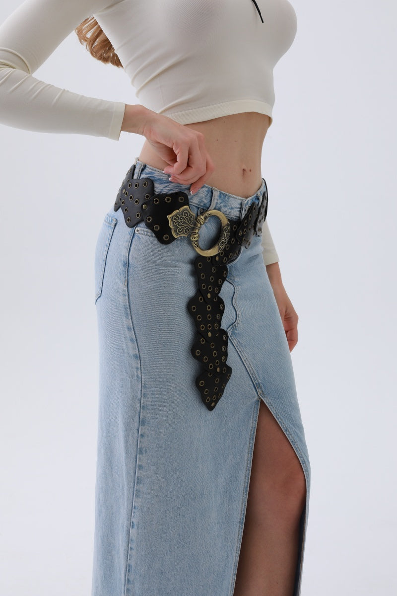 Vintage Leaf Stud Belt – Adjustable Bohemian Waist Cincher - NeoKira Unlimited