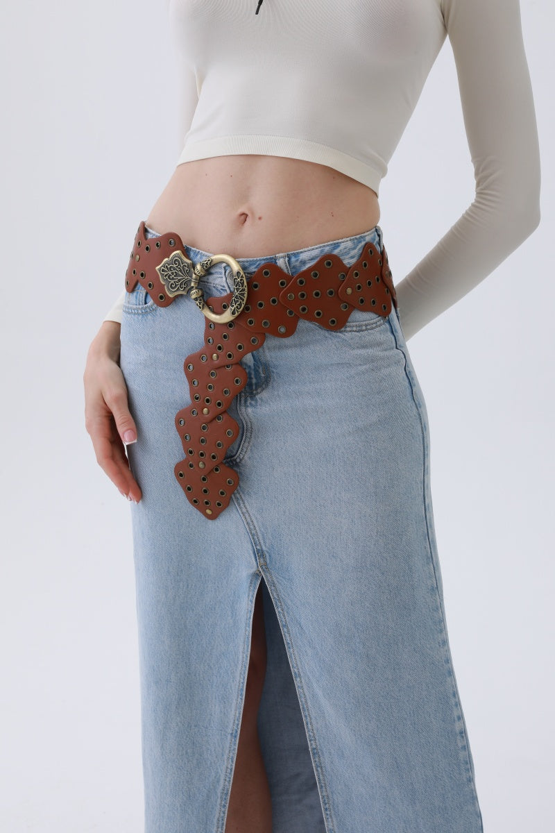 Vintage Leaf Stud Belt – Adjustable Bohemian Waist Cincher - NeoKira Unlimited