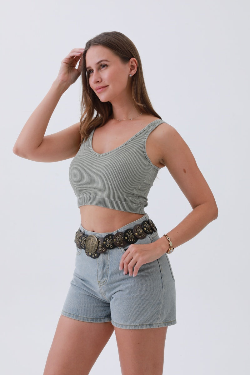 Rustic Dual-Tone Western Belt – Distressed Disc Buckle - NeoKira Unlimited