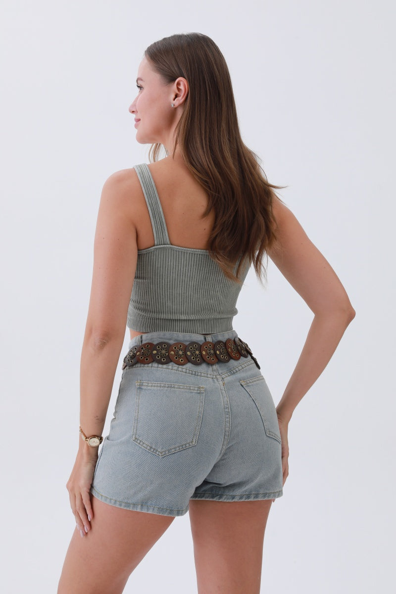Rustic Dual-Tone Western Belt – Distressed Disc Buckle - NeoKira Unlimited