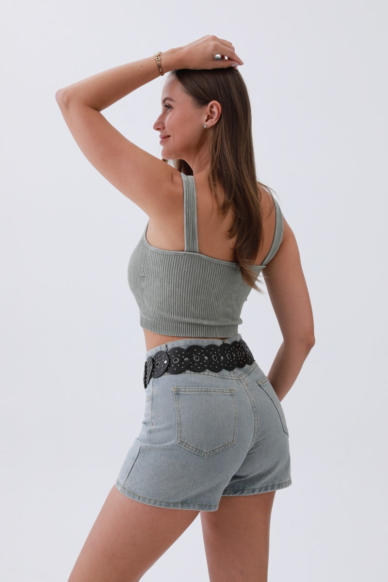 Edgy Hollow-Out Belt – Vintage Patchwork & Punk Studs - NeoKira Unlimited