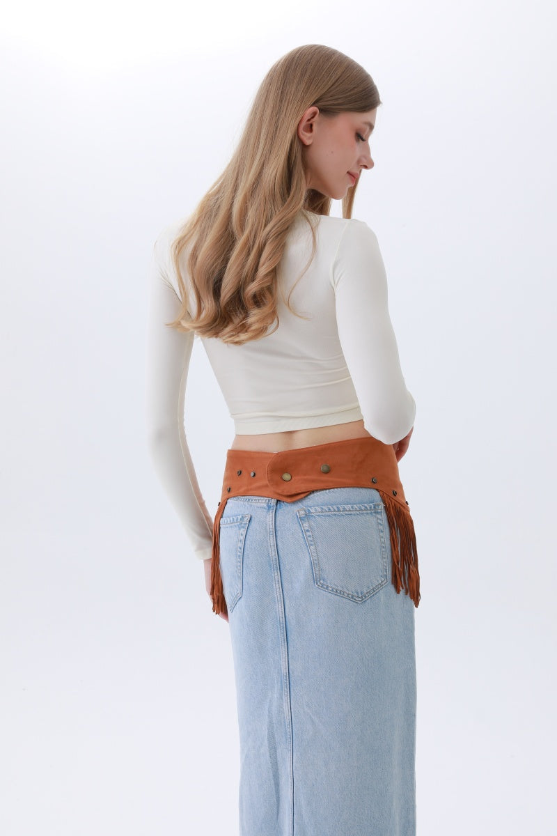 Boho Punk Corset Belt – Fringe & Studded Statement - NeoKira Unlimited