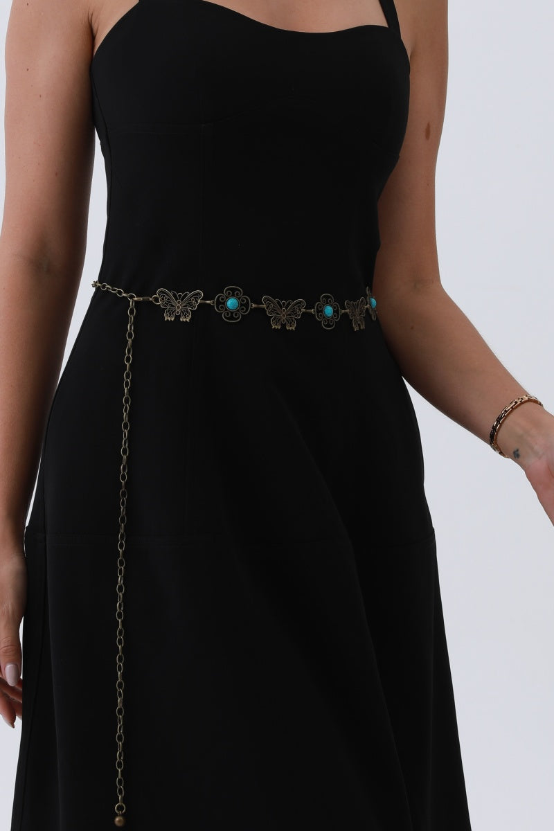 Boho Butterfly Chain Belt – Vintage Western Waist Accent - NeoKira Unlimited