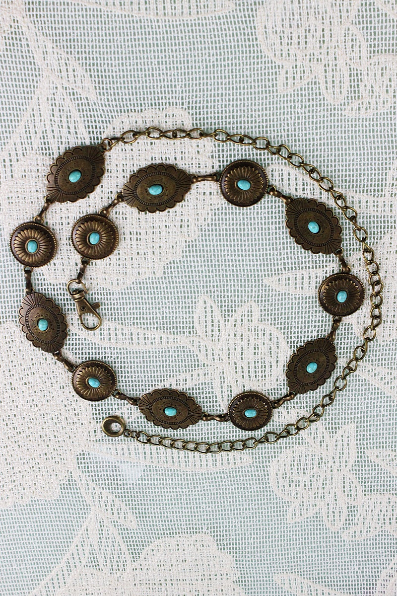 Bohemian Turquoise Waist Chain – Geometric Link Belt 🌿💎 - NeoKira Unlimited