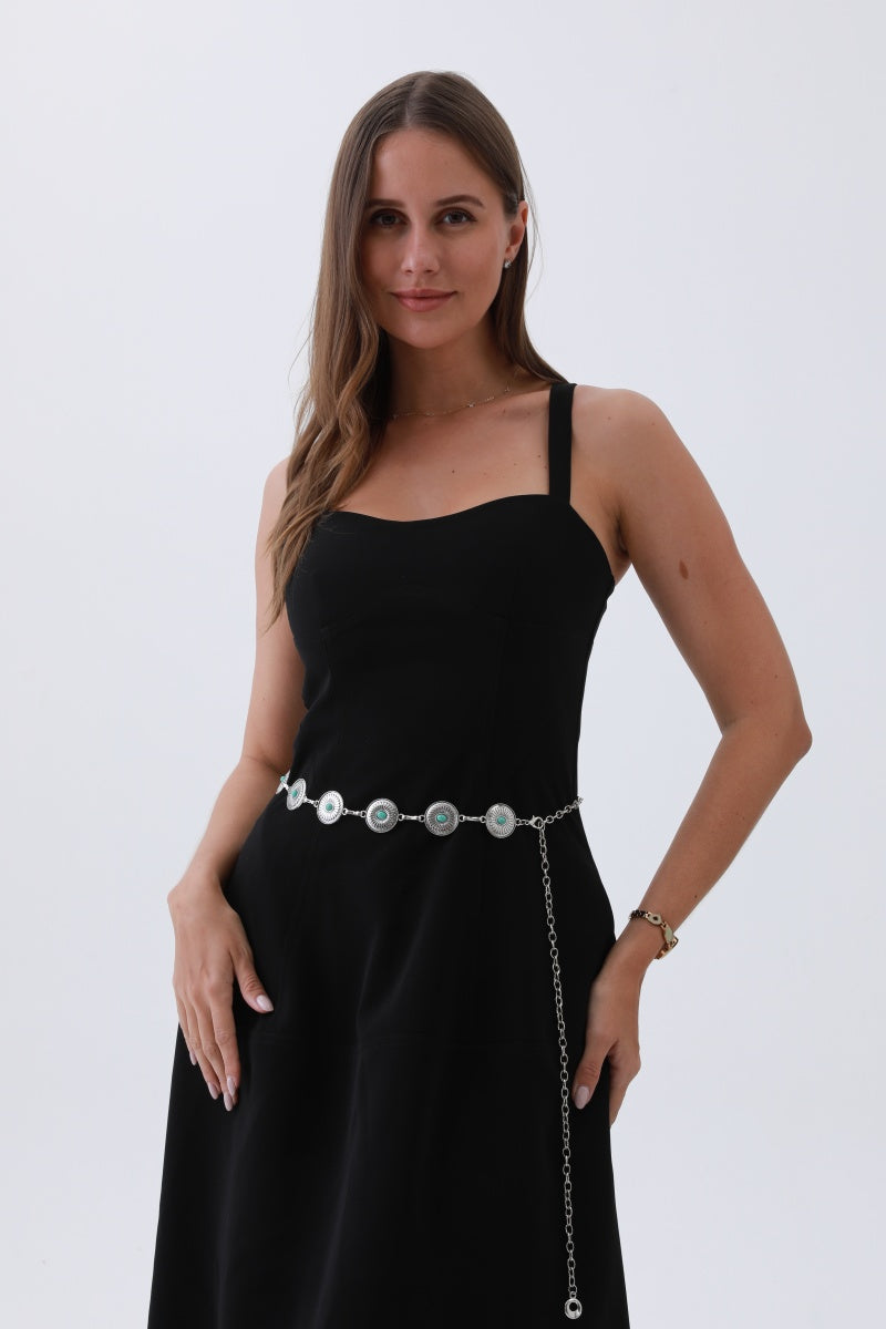 Turquoise Cowboy Chain Belt – Vintage Western Elegan - NeoKira Unlimited