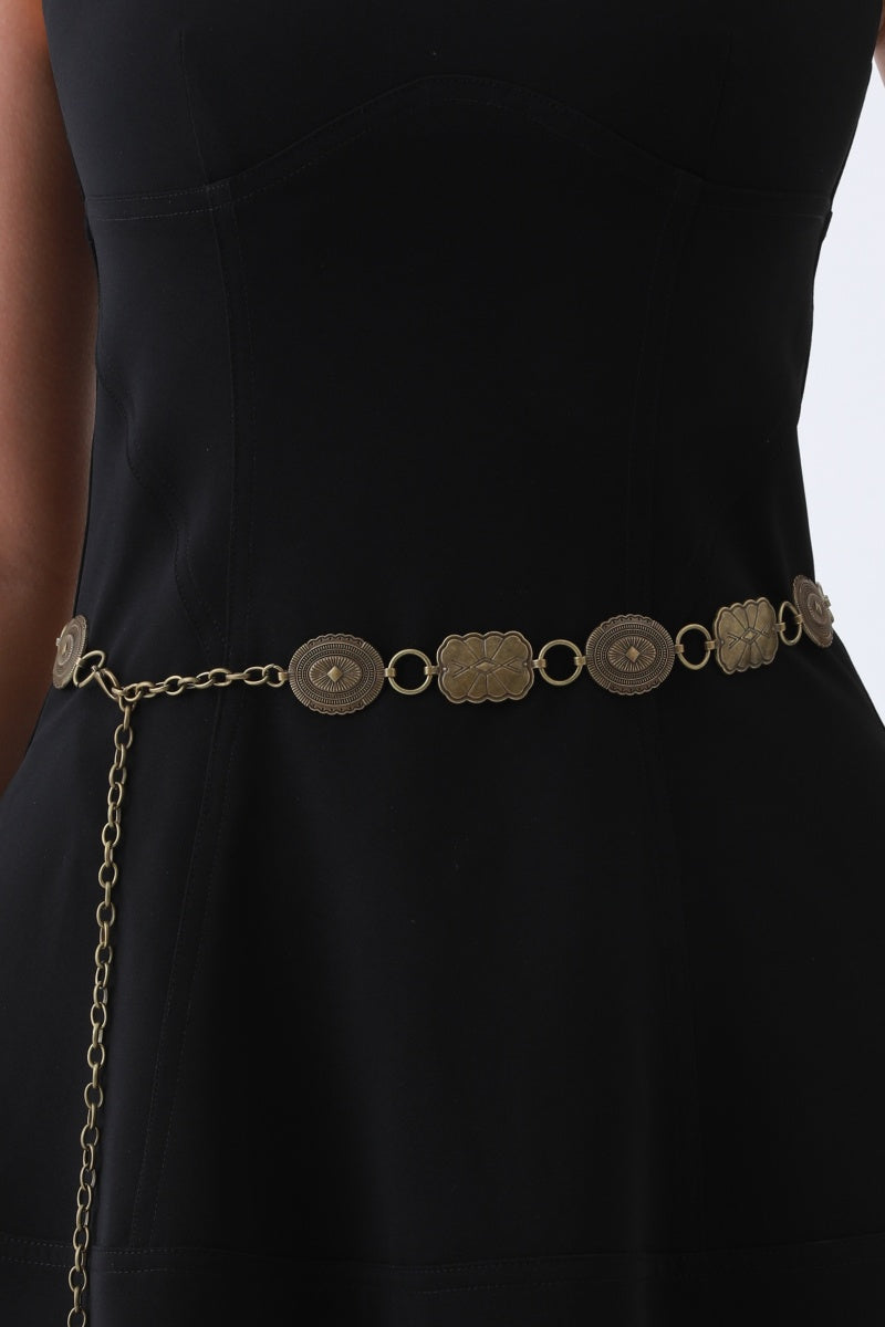 Geometric Western Belt – Vintage Chain & Cowboy Charm - NeoKira Unlimited