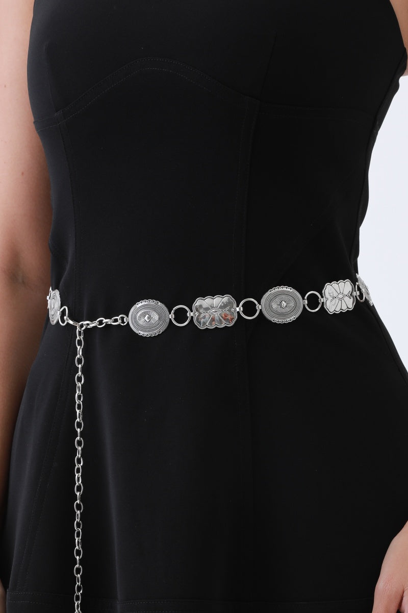 Geometric Western Belt – Vintage Chain & Cowboy Charm - NeoKira Unlimited
