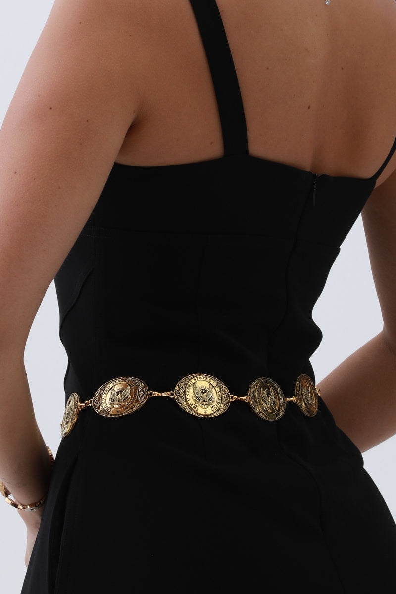 American Eagle Western Belt – Patriotic Chain & Oval Buckle - NeoKira Unlimited
