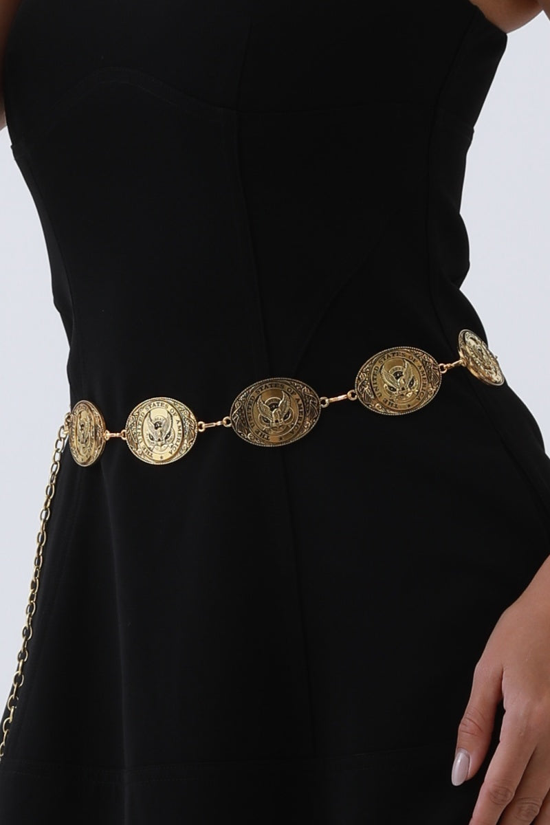 American Eagle Western Belt – Patriotic Chain & Oval Buckle - NeoKira Unlimited