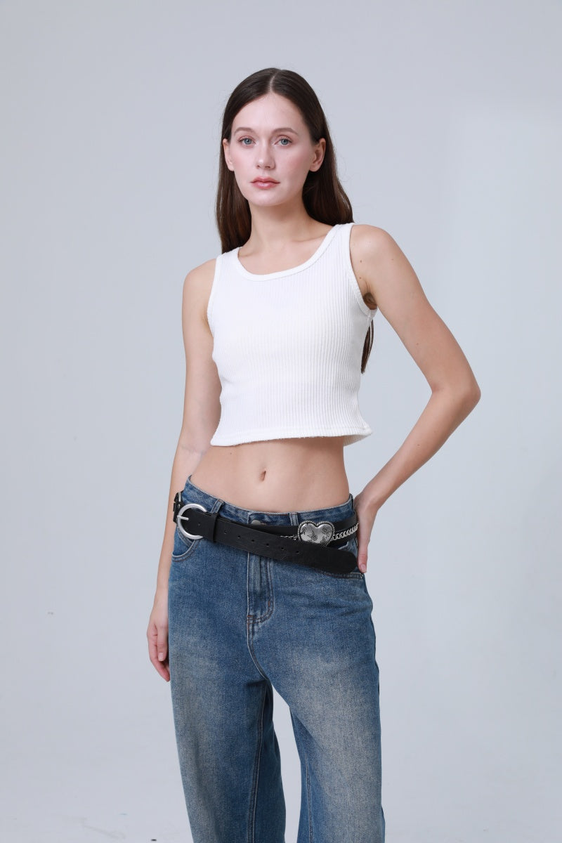 Vintage Western Belt – Faux Leather with Heart & Chain Accent - NeoKira Unlimited
