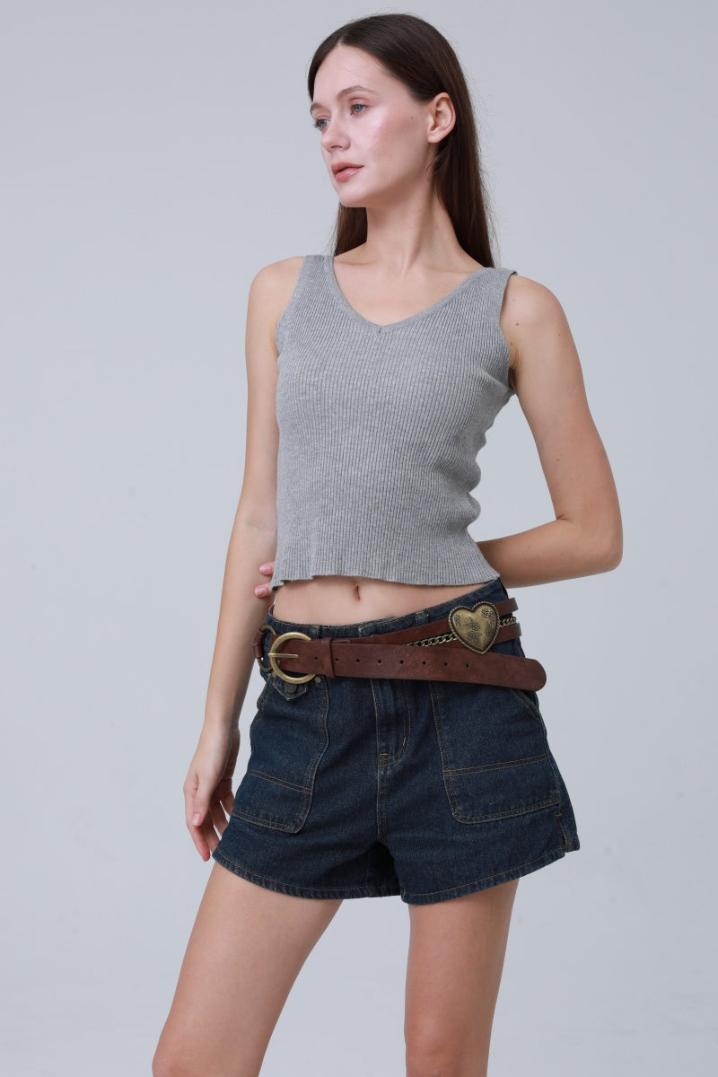 Vintage Western Belt – Faux Leather with Heart & Chain Accent - NeoKira Unlimited