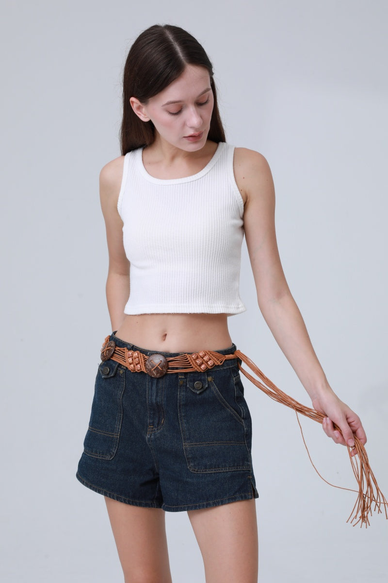 Boho Macrame Waist Chain – Coconut Shell & Fringe Belt - NeoKira Unlimited