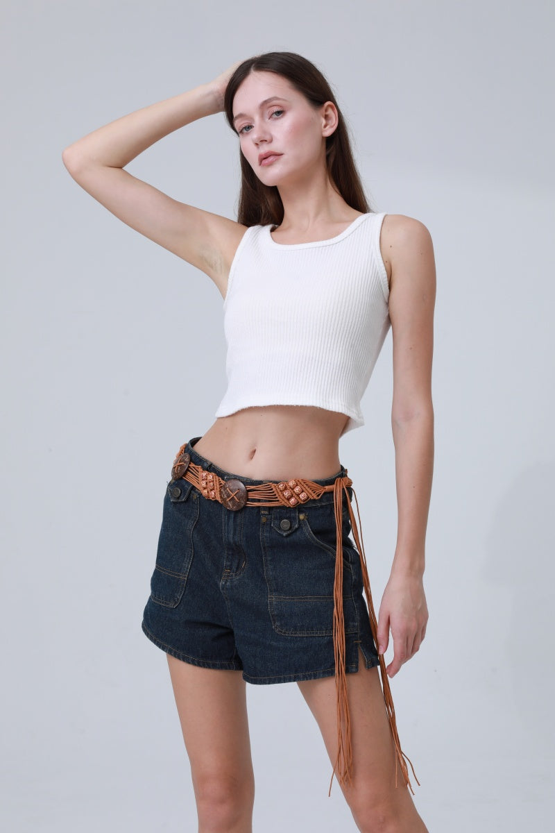 Boho Macrame Waist Chain – Coconut Shell & Fringe Belt - NeoKira Unlimited