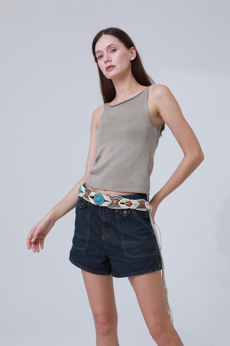 Bohemian Waist Rope – Adjustable Braided Belt with Turquoise Beads - NeoKira Unlimited