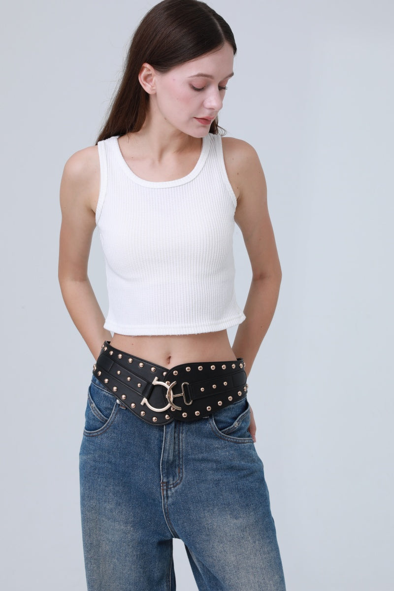 Vintage Bohemian Wide Belt – Studded Leather Waist Cincher - NeoKira Unlimited