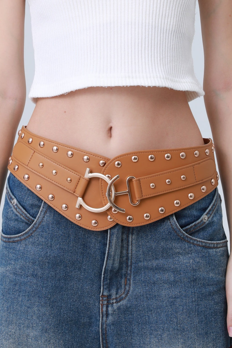 Vintage Bohemian Wide Belt – Studded Leather Waist Cincher - NeoKira Unlimited