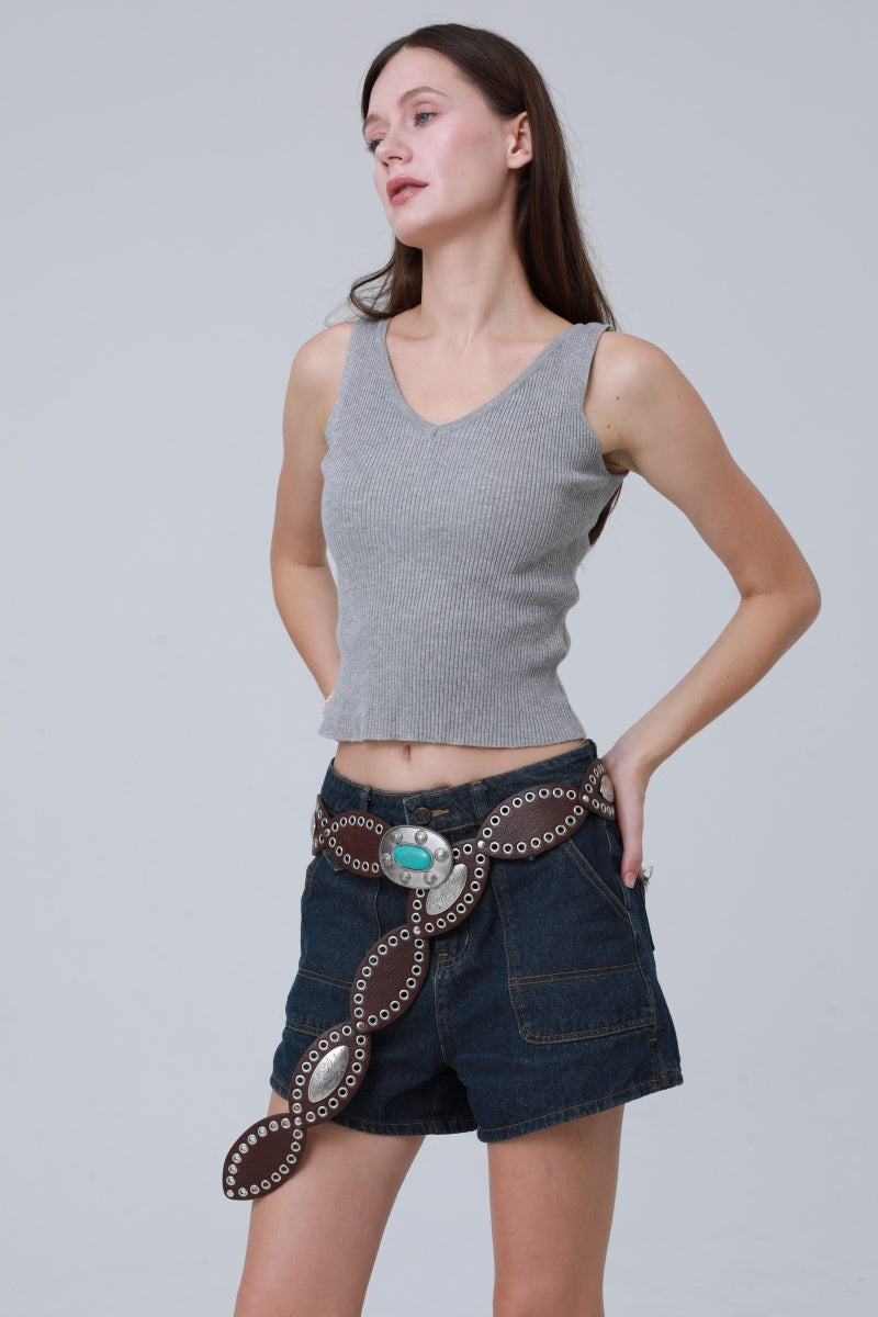 Boho Western Belt – Vintage Turquoise Inlaid Buckle 🌵💎 - NeoKira Unlimited