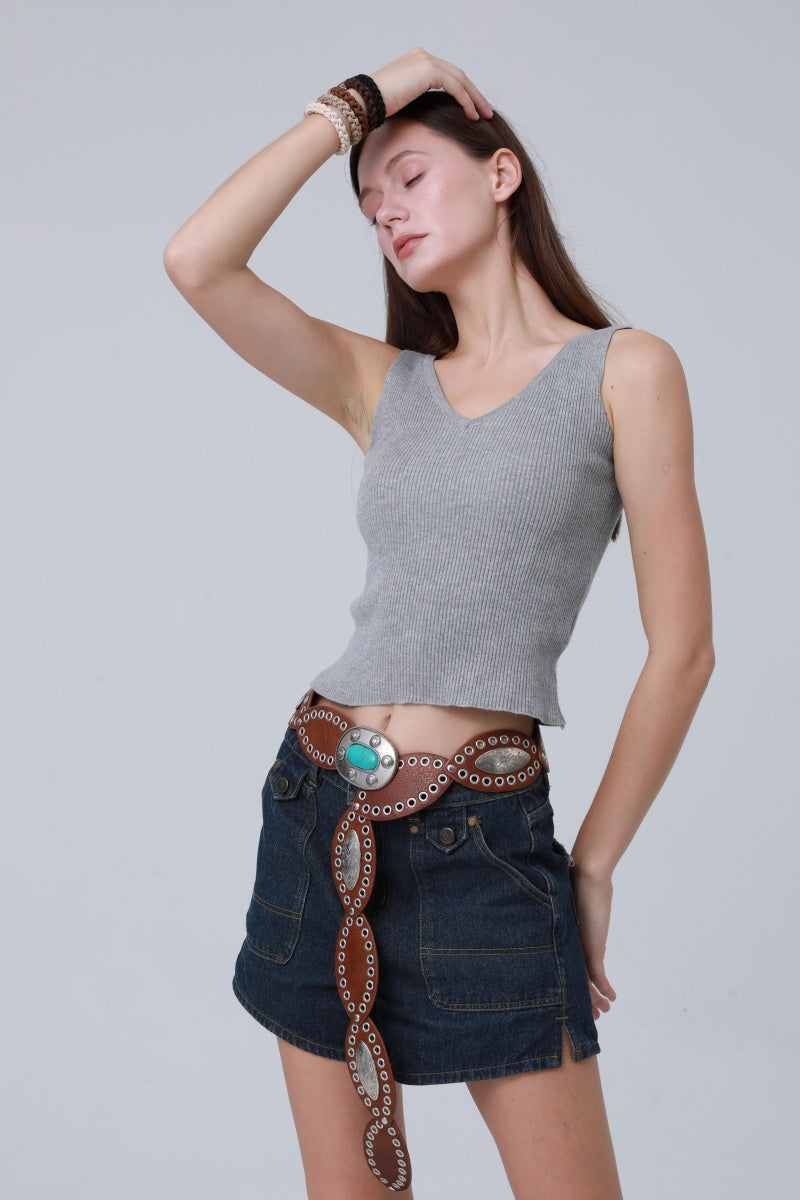 Boho Western Belt – Vintage Turquoise Inlaid Buckle 🌵💎 - NeoKira Unlimited