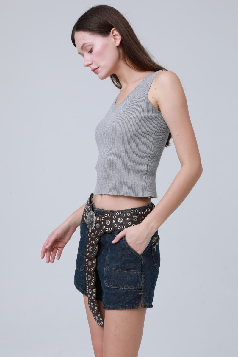 Boho Western Belt – Vintage Round Patch & Studded Detail 🌵✨ - NeoKira Unlimited