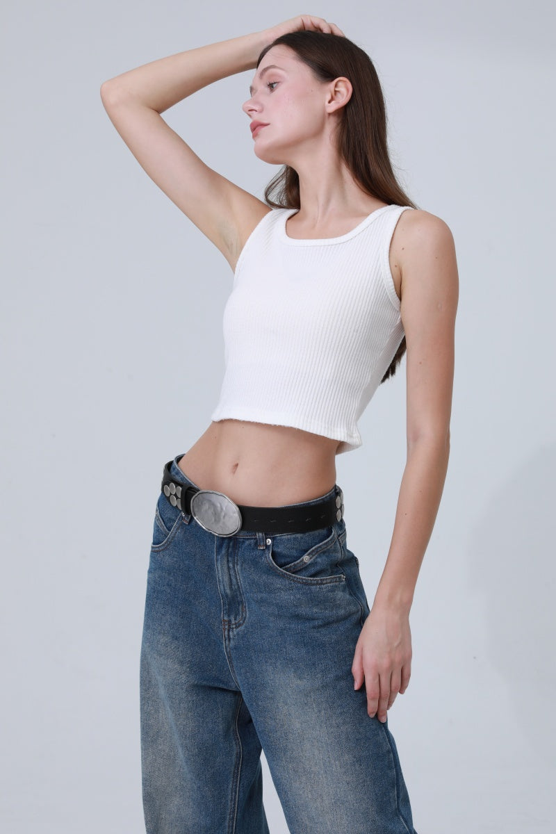 Bold Oval Buckle Belt – Studded Statement Piece - NeoKira Unlimited