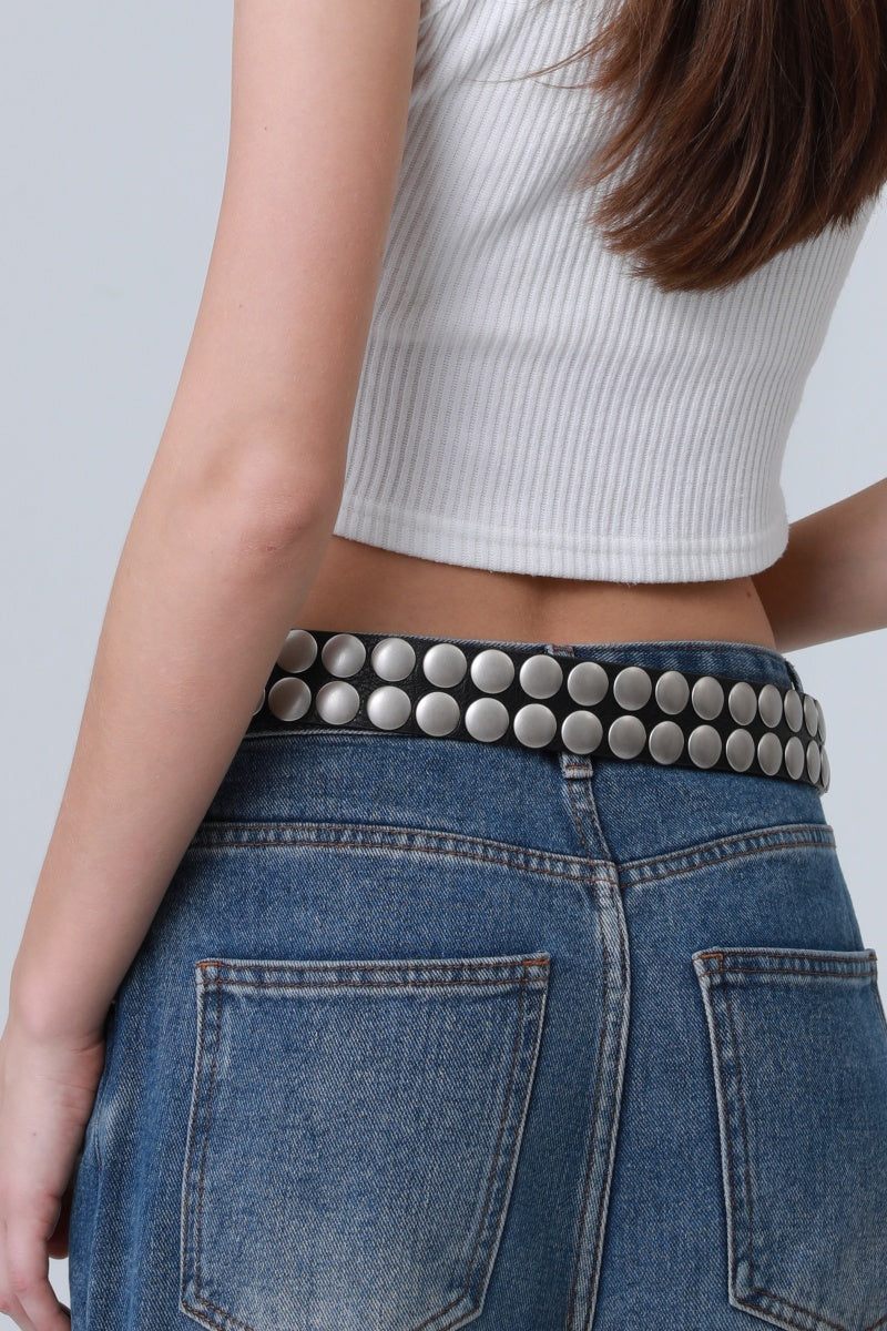 Bold Oval Buckle Belt – Studded Statement Piece - NeoKira Unlimited