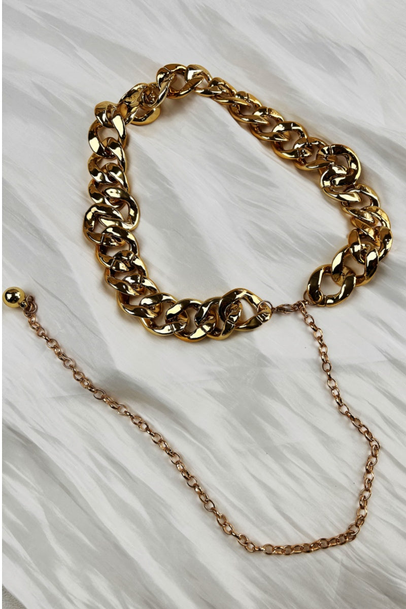Chic Plated Waist Chain - Secure Hook Closure 🔗 - NeoKira Unlimited