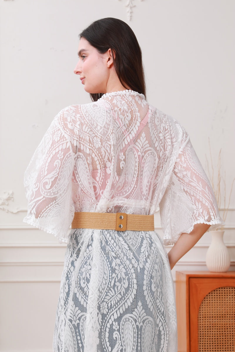 Bohemian Elastic Belt with Daisy Flower Accents - NeoKira Unlimited