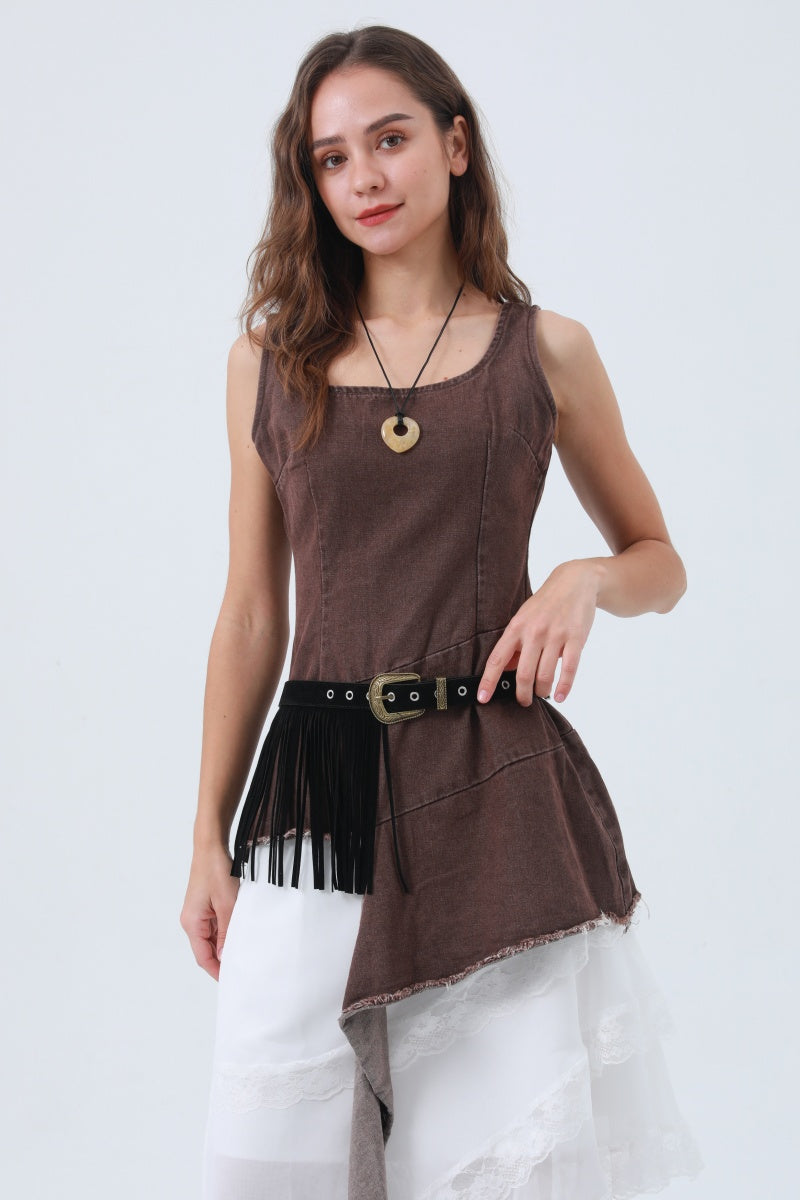 Cowgirl Tassel Belt – Antique Bronze Buckle & Western Fringe - NeoKira Unlimited