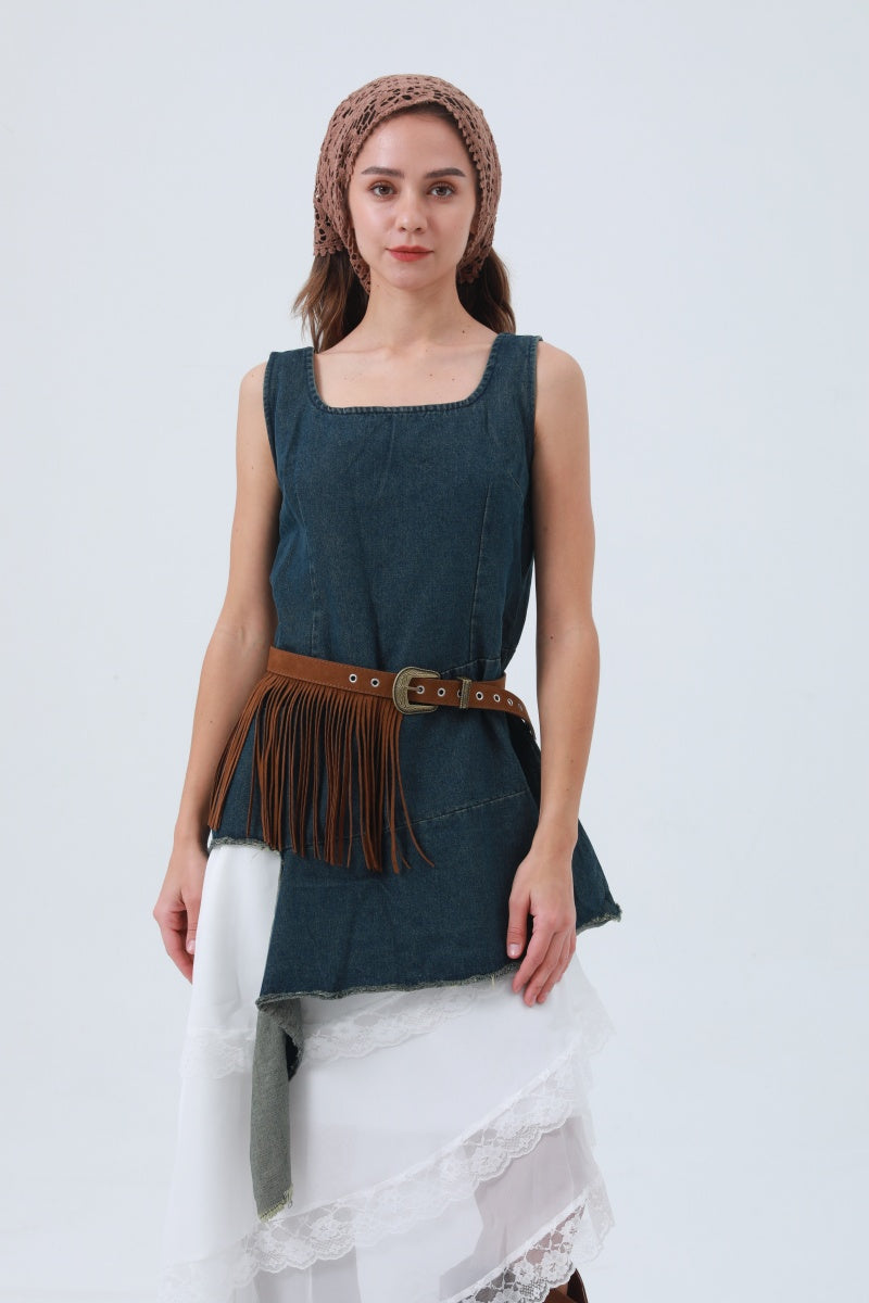 Cowgirl Tassel Belt – Antique Bronze Buckle & Western Fringe - NeoKira Unlimited