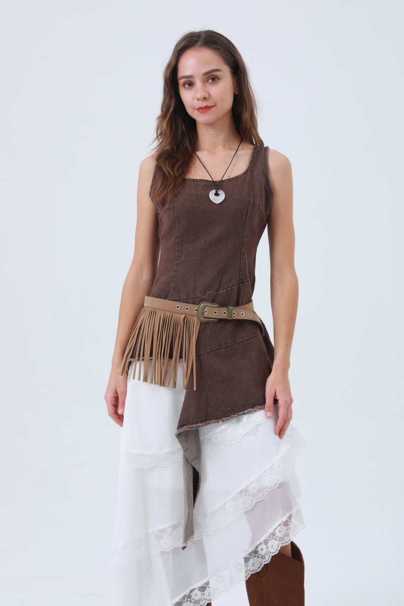 Cowgirl Tassel Belt – Antique Bronze Buckle & Western Fringe - NeoKira Unlimited