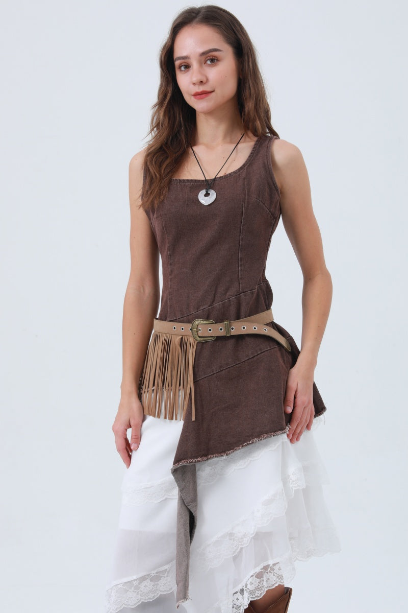 Cowgirl Tassel Belt – Antique Bronze Buckle & Western Fringe - NeoKira Unlimited