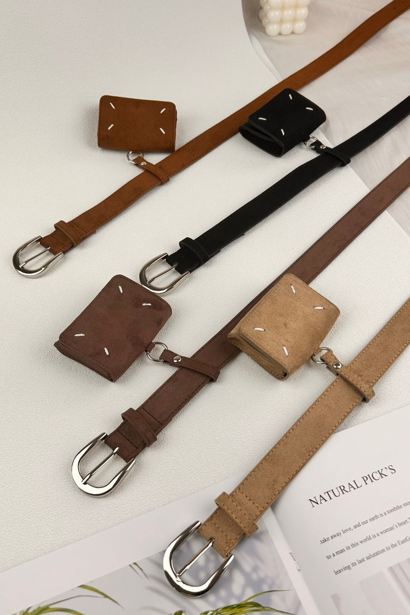 Vintage Belt with Attached Mini Wallet – Functional & Retro Style - NeoKira Unlimited