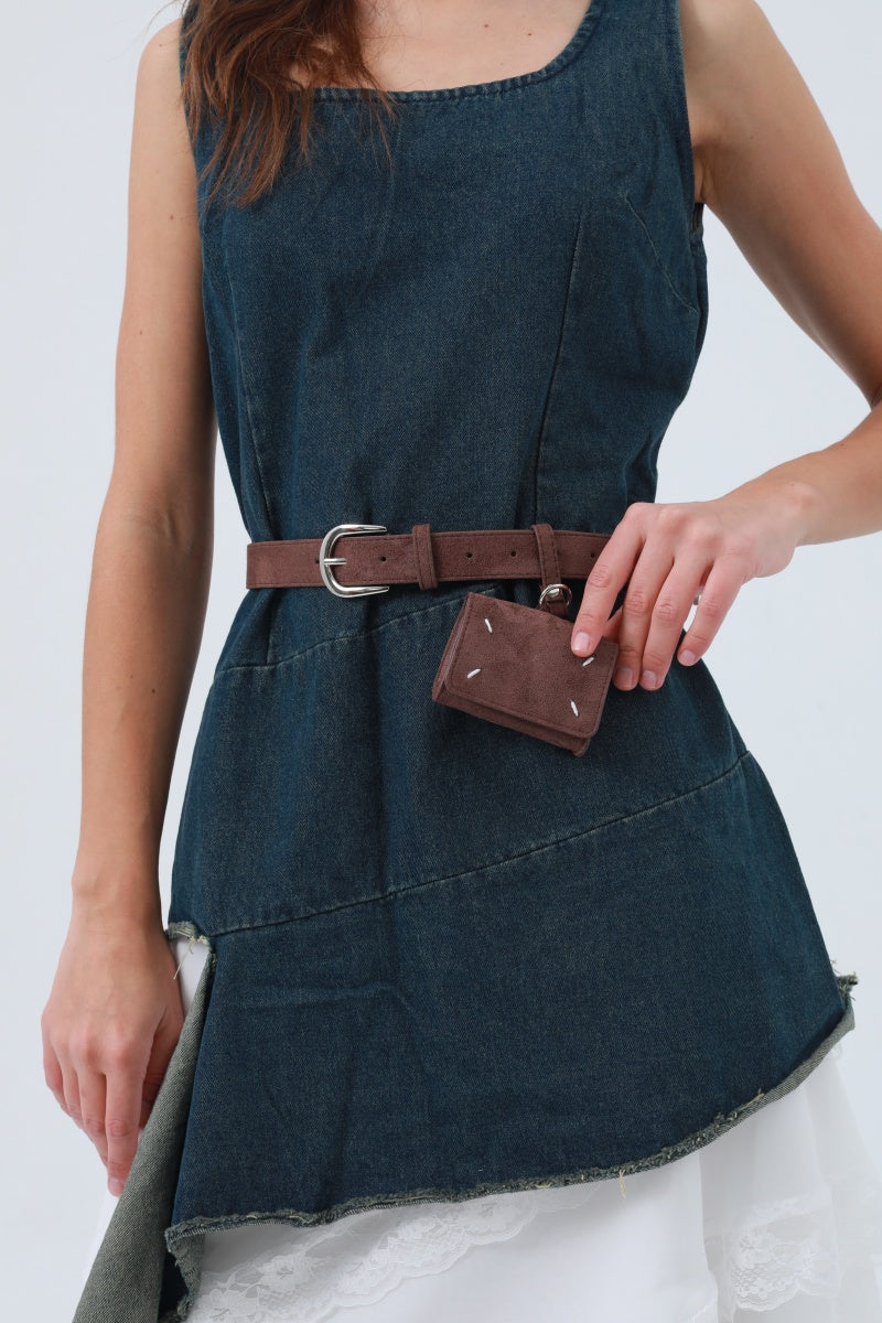Vintage Belt with Attached Mini Wallet – Functional & Retro Style - NeoKira Unlimited