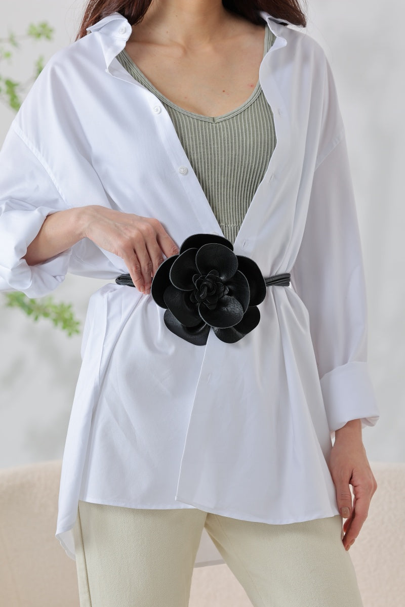 Wildflower: Bohemian Leather Flower Pendant Layered Belt - NeoKira Unlimited