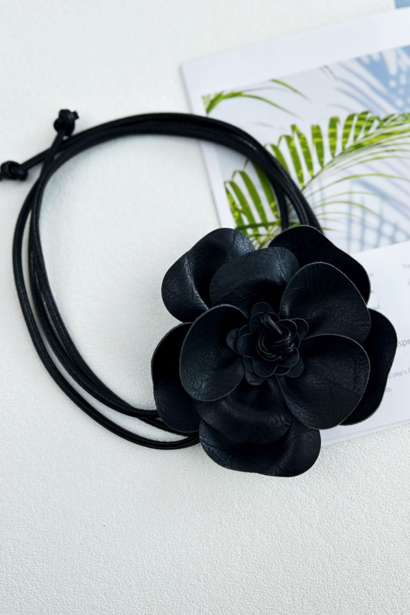 Wildflower: Bohemian Leather Flower Pendant Layered Belt - NeoKira Unlimited