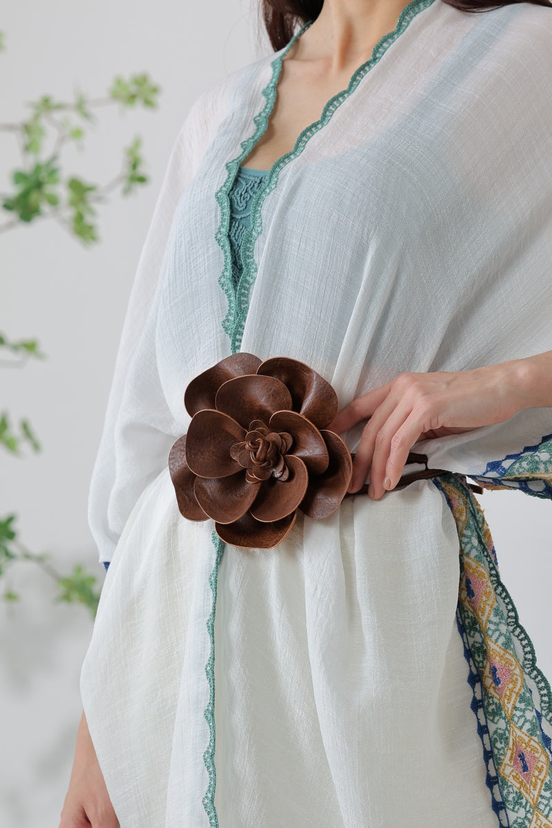 Wildflower: Bohemian Leather Flower Pendant Layered Belt - NeoKira Unlimited